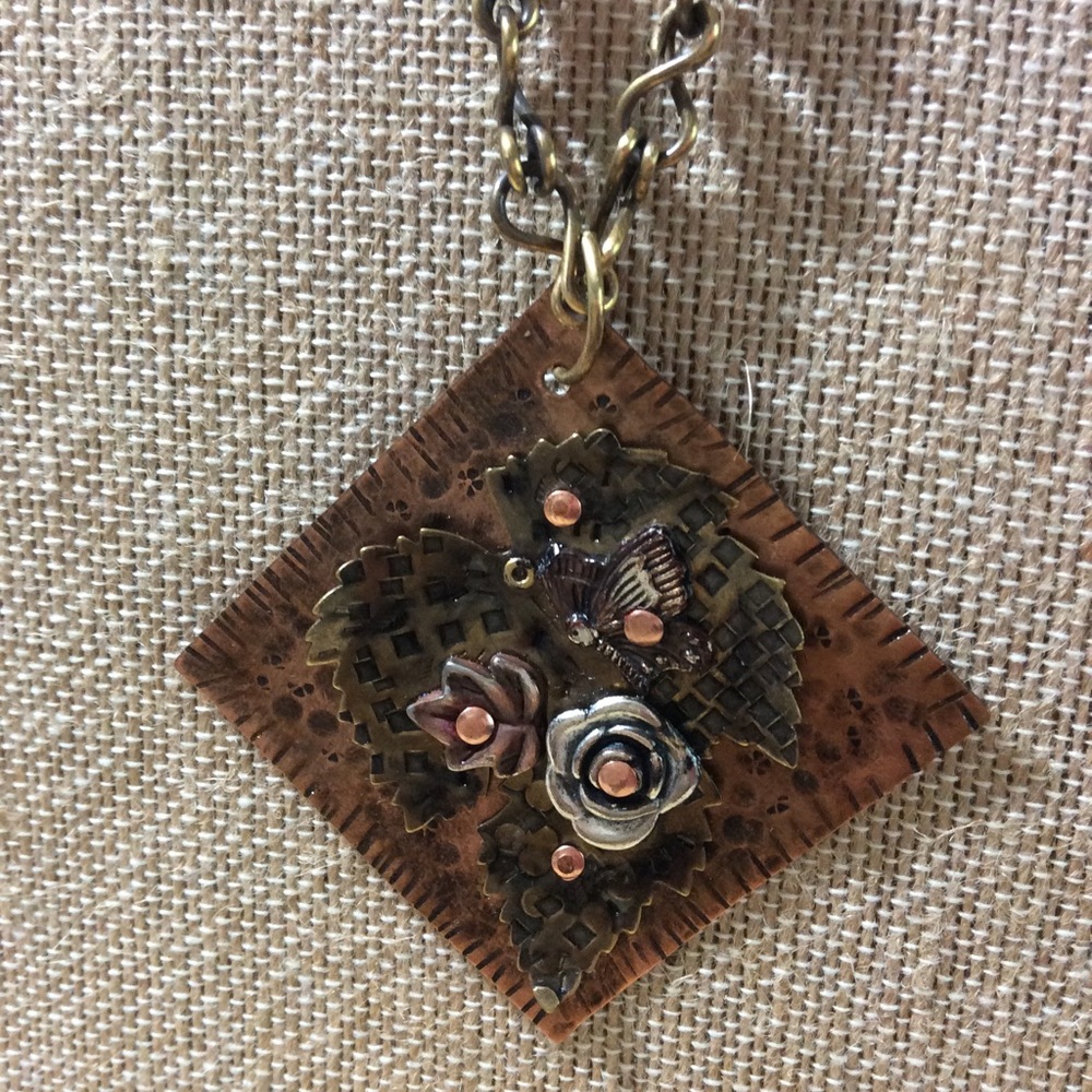 Handcrafted necklace, mixed metals